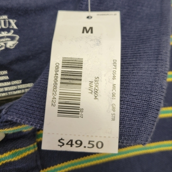 Cremieux Polo Shirt Navy Stripe M - Picture 4 of 5